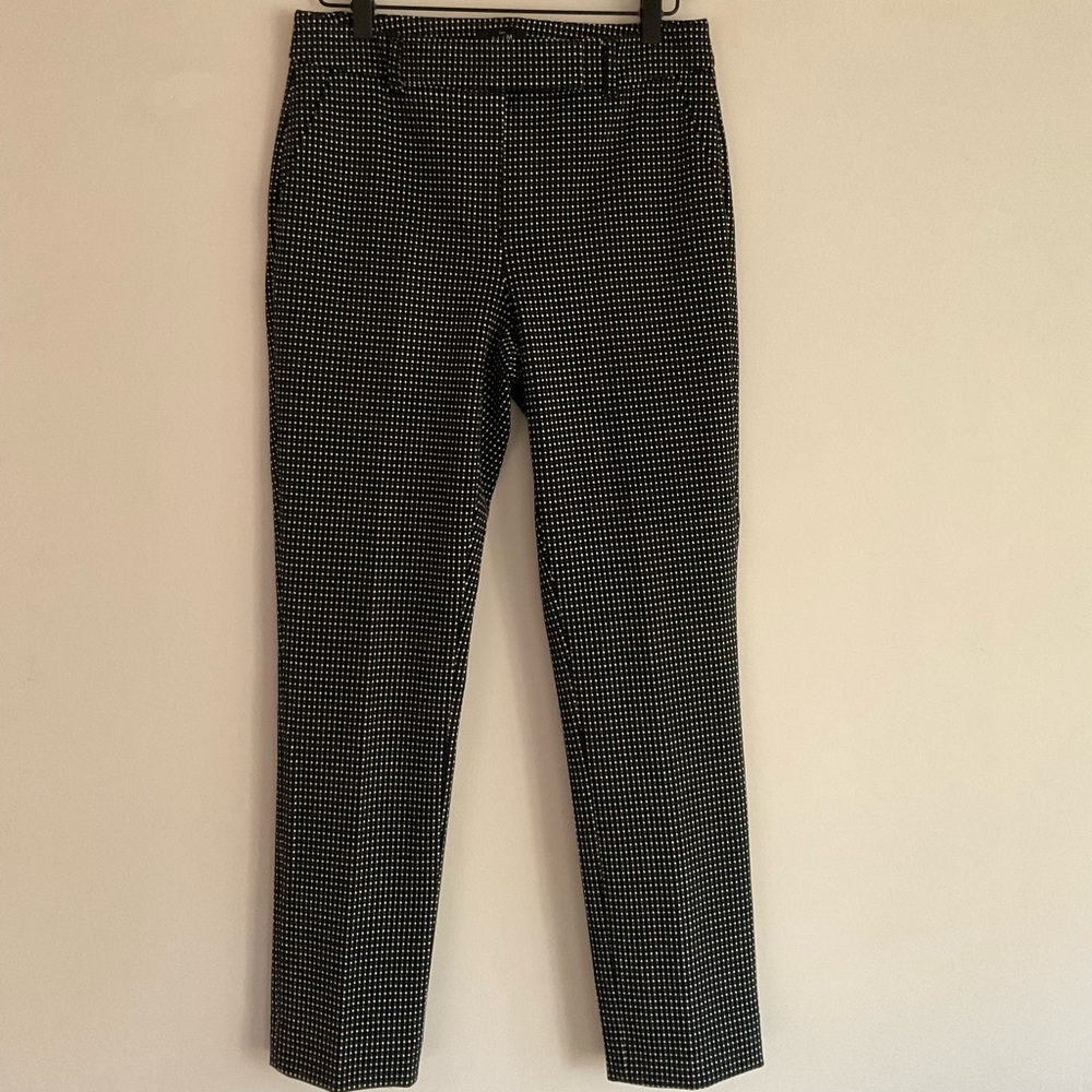 White House Black Market Pin Dot Slim Ankle Stretch Trousers~Size 2~Black~NWOT!